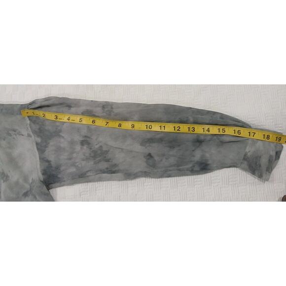 VINCE WATERCOLOR MARBLED SHIRRED 100%SILK BLOUSE TOP DARK‎ SMOKE GREY S - Picture 7 of 9